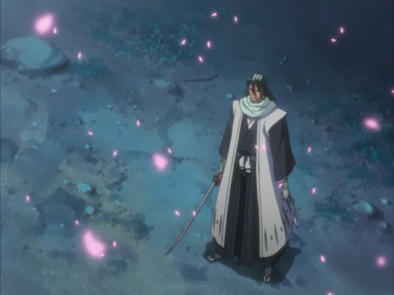 Bleach Ep 95: Byakuya Takes the Field! Dance of the Wind-Splitting Cherry Blossoms @ 00:08:30