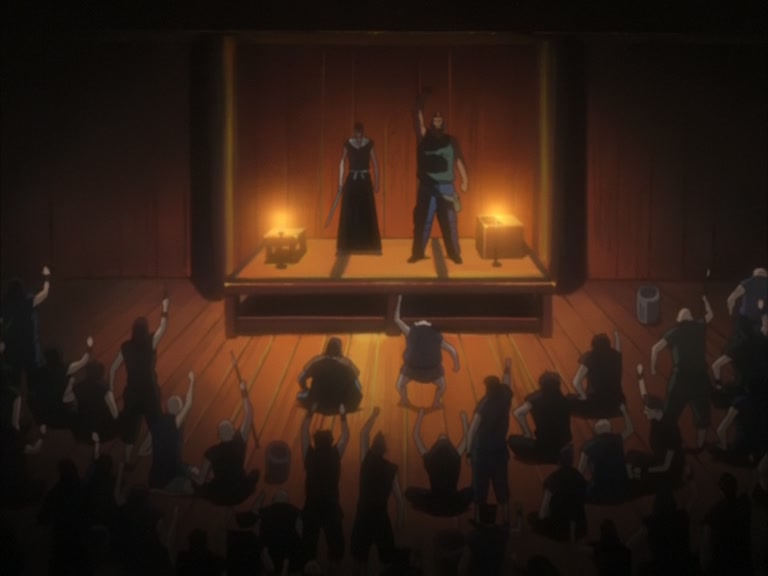 Bleach Ep 95: Byakuya Takes the Field! Dance of the Wind-Splitting Cherry Blossoms @ 00:19:31