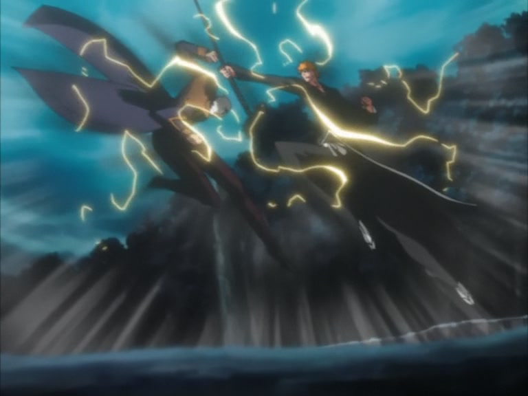 Bleach Ep 95: Byakuya Takes the Field! Dance of the Wind-Splitting Cherry Blossoms @ 00:21:14