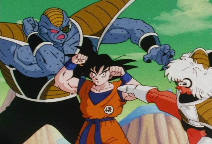 Dragon Ball Z Ep 67: Lightning Balls of Red and Blue! Jheese and Butta Attack Goku @ 10:04