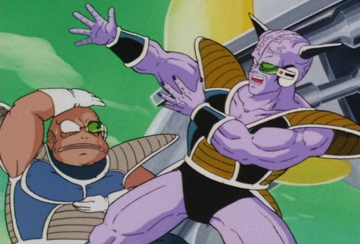 Dragon Ball Z Ep 67: Lightning Balls of Red and Blue! Jheese and Butta Attack Goku @ 12:54