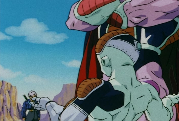 Dragon Ball Z Ep 120: Freeza Halved By a Single Blow!! Another Super Saiyan @ 10:32