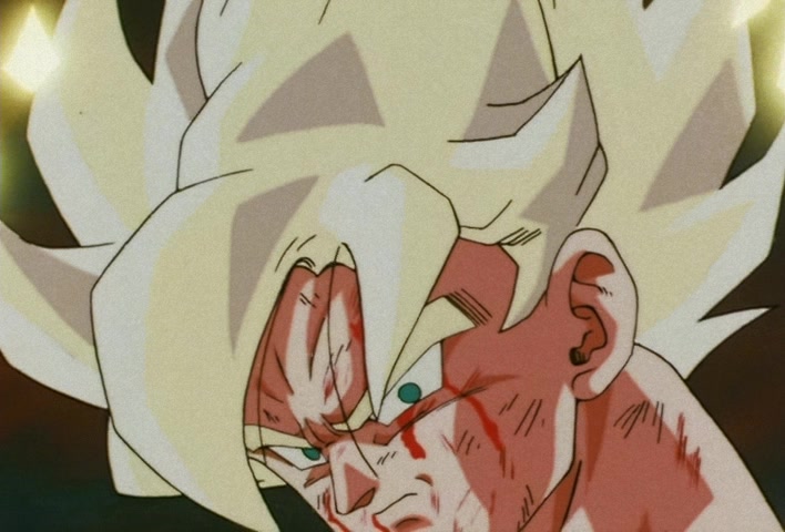 Dragon Ball Z Ep 120: Freeza Halved By a Single Blow!! Another Super Saiyan @ 13:15