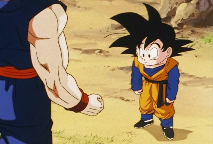 Dragon Ball Z Ep 206: Even Gohan is Surprised! Goten's Explosion of Power @ 10:03