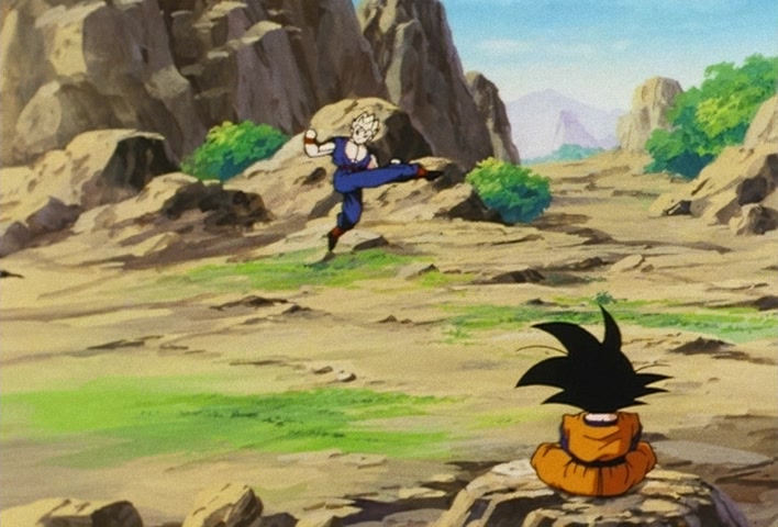 Dragon Ball Z Ep 206: Even Gohan is Surprised! Goten's Explosion of Power @ 10:14