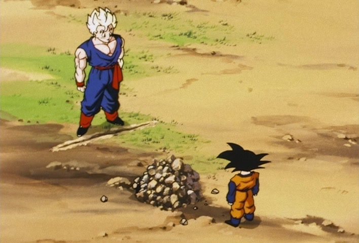 Dragon Ball Z Ep 206: Even Gohan is Surprised! Goten's Explosion of Power @ 11:01
