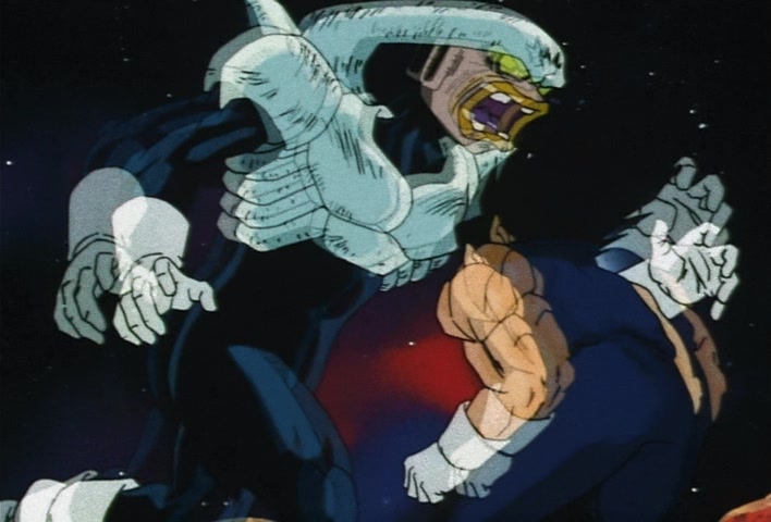 Dragon Ball Z Ep 222: Don't Toy With Me!! Vegeta Breaks Through the First Fight in a Fury @ 09:35