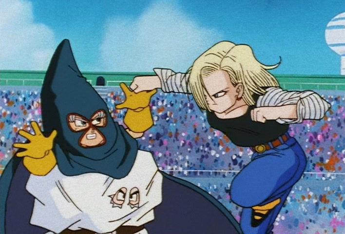 Dragon Ball Z Ep 224: A Great Miscalculation!! Satan vs Three Super Warriors?! @ 18:44