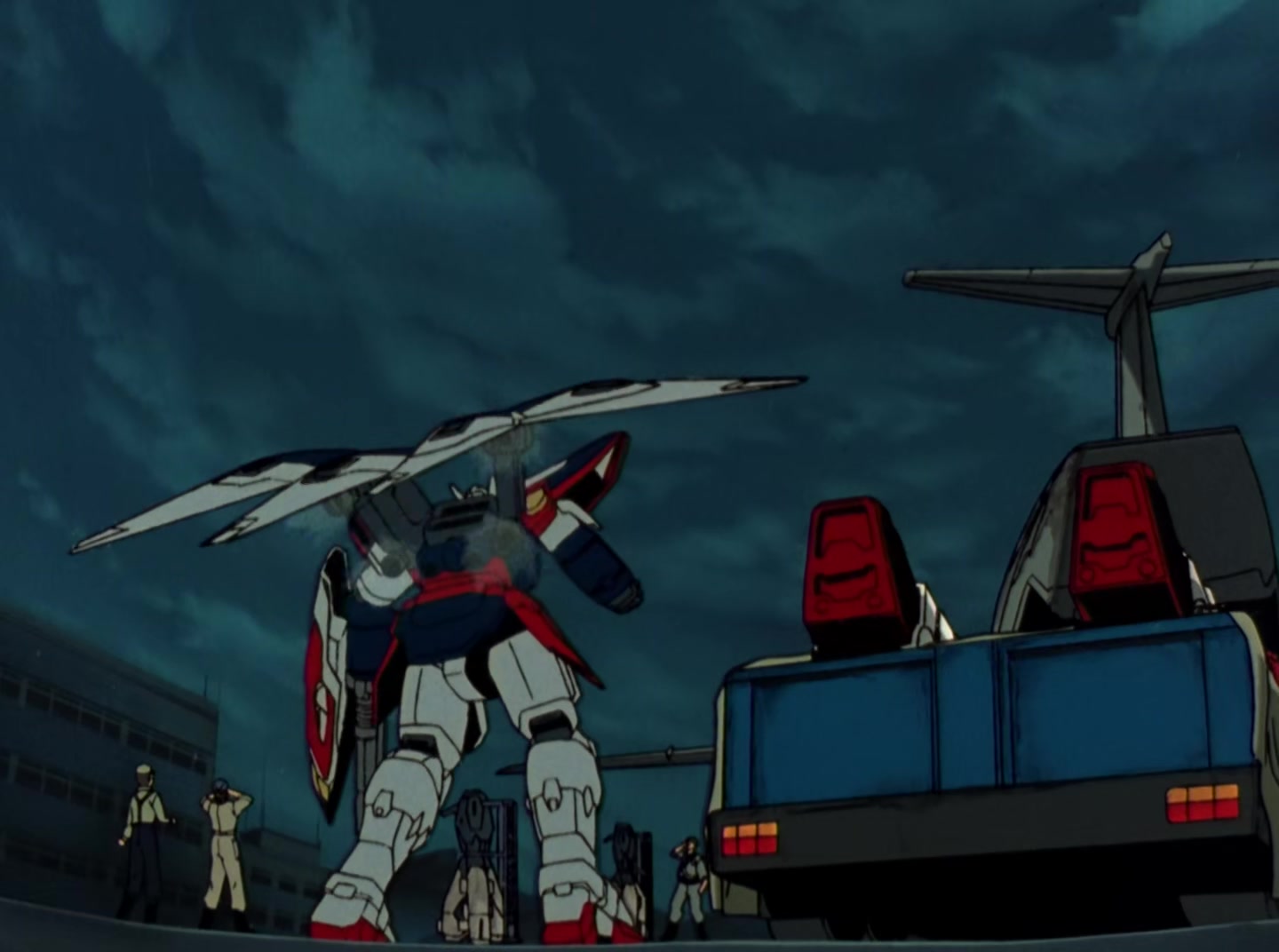Mobile Suit Gundam Wing Ep 41: Crossfire at Barge @ 08:11