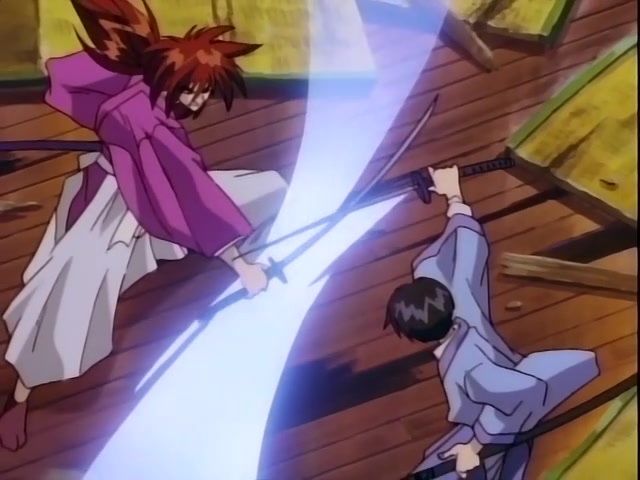 Rurouni Kenshin Ep 37: Shock! The Reverse-Blade is Broken: Sojiro's Tenken versus Kenshin @ 08:51