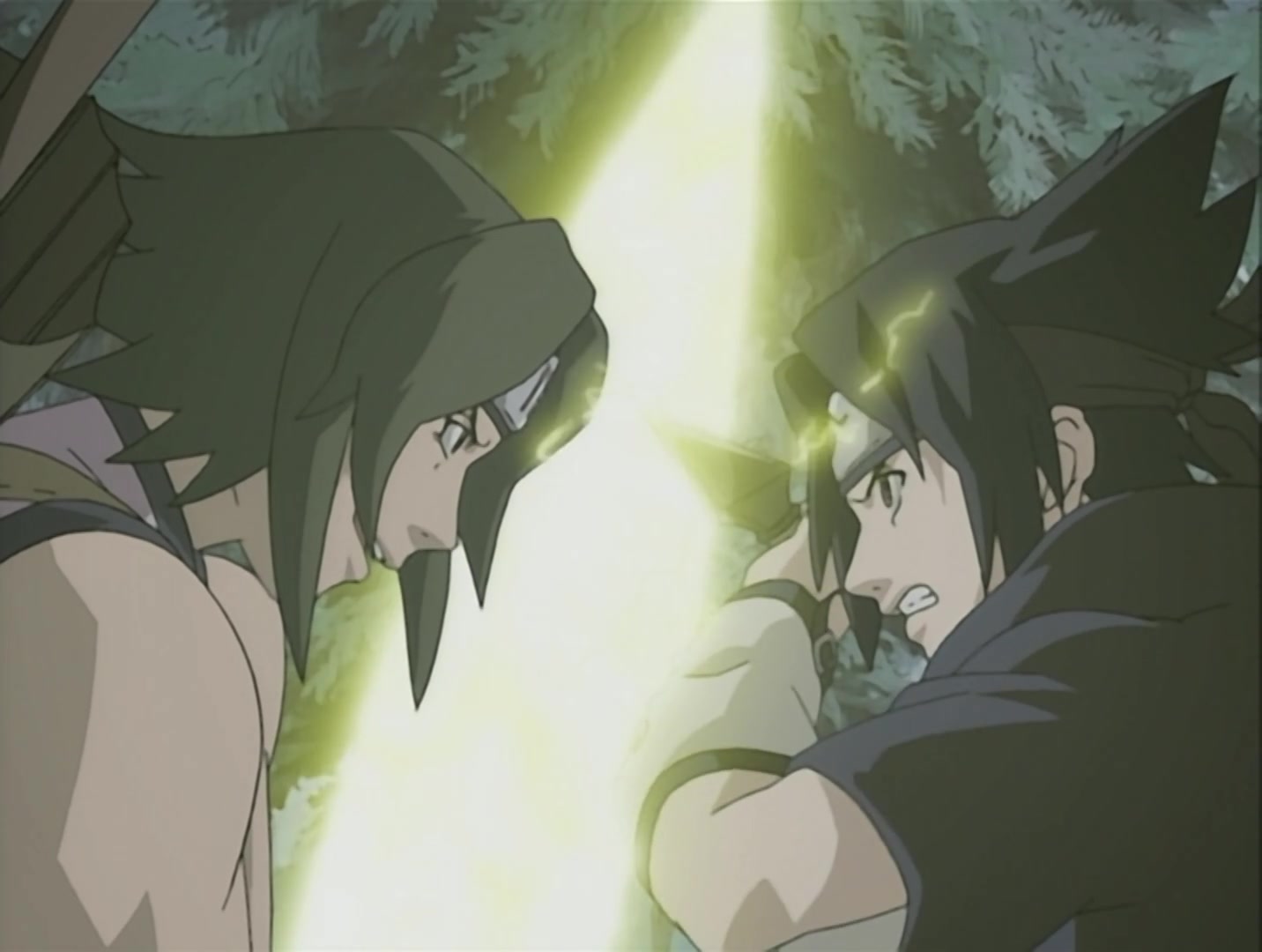 Naruto Ep 107: The Battle Begins: Naruto vs. Sasuke @ 02:18