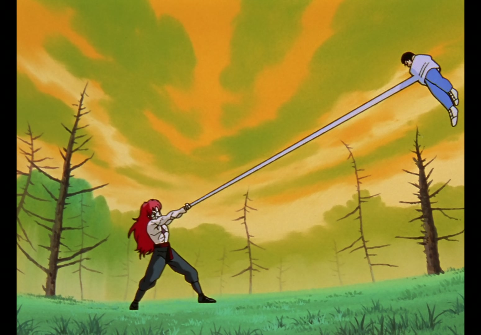 Yu Yu Hakusho Ep 13: Yusuke vs. Rando: 99 Attacks @ 00:05:52