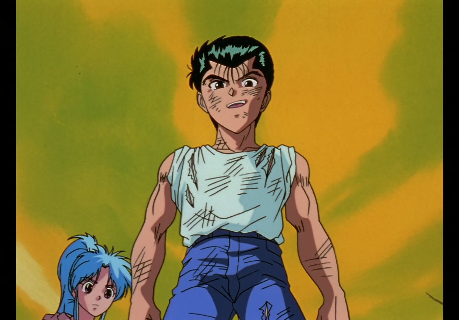 Yu Yu Hakusho Ep 13: Yusuke vs. Rando: 99 Attacks @ 00:19:16