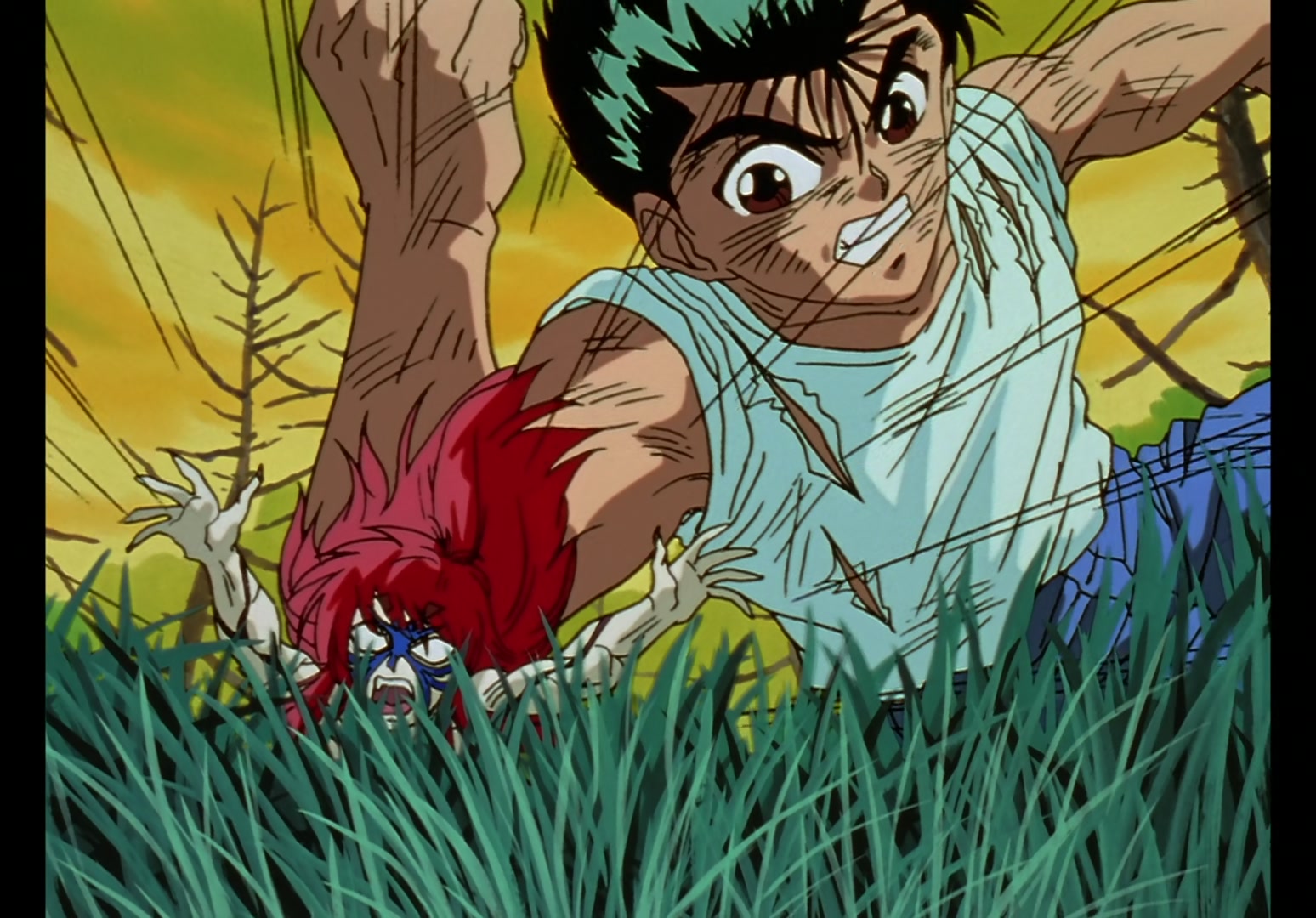 Yu Yu Hakusho Ep 13: Yusuke vs. Rando: 99 Attacks @ 00:19:31